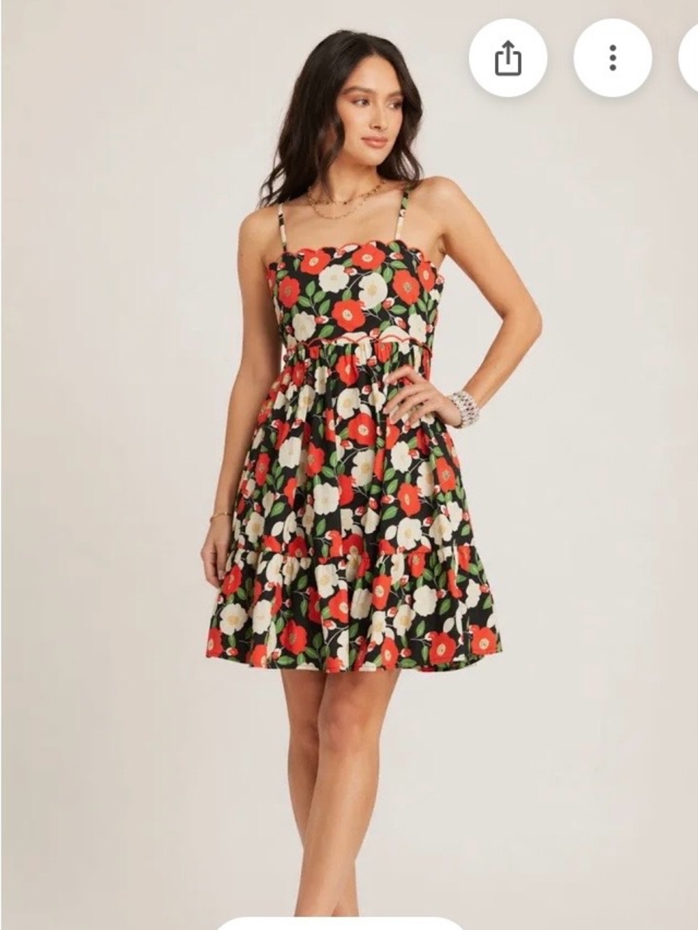 NWT Davi & Dani Floral Scalloped Cutout Back Mini Dress Size 1X Girly summer